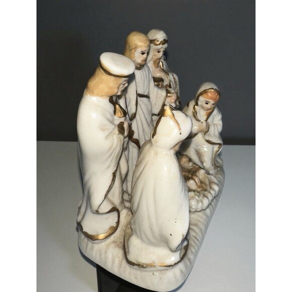 Vintage International Bazaar Nativity Scene Porcelain Gold Trim - Picture 7 of 16